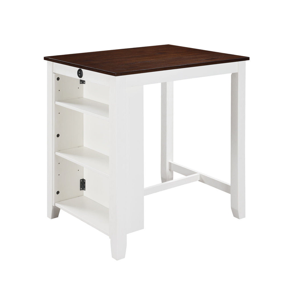 3 Piece Counter Height Dining Table With Shelves And 2 Chairs