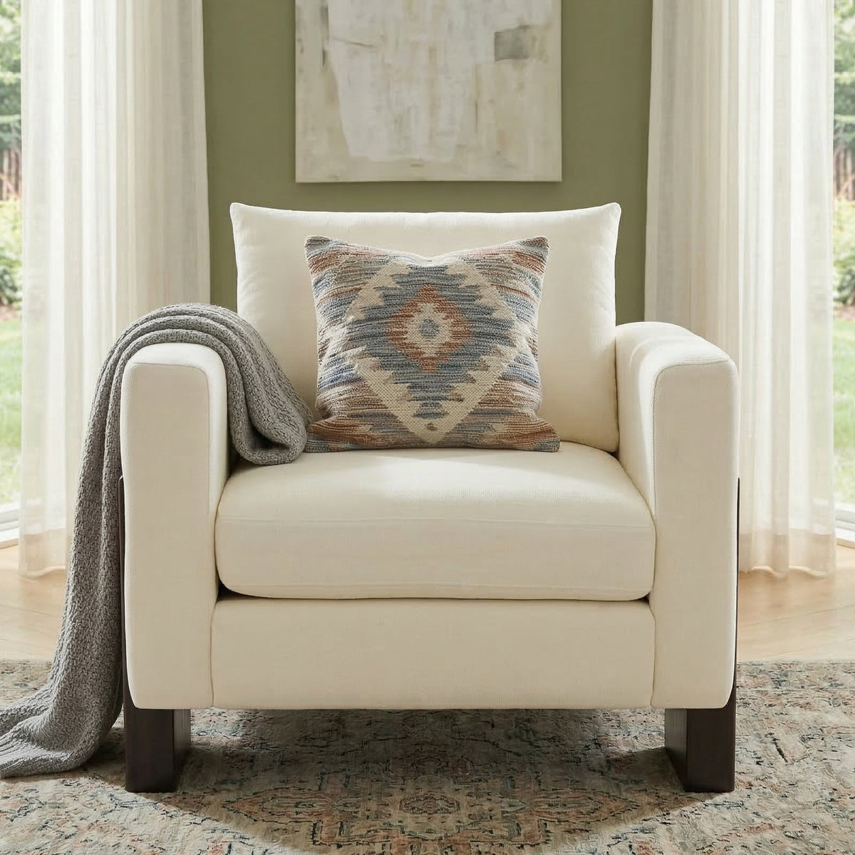Modern Accent Club Armchair with Rubberwood Legs