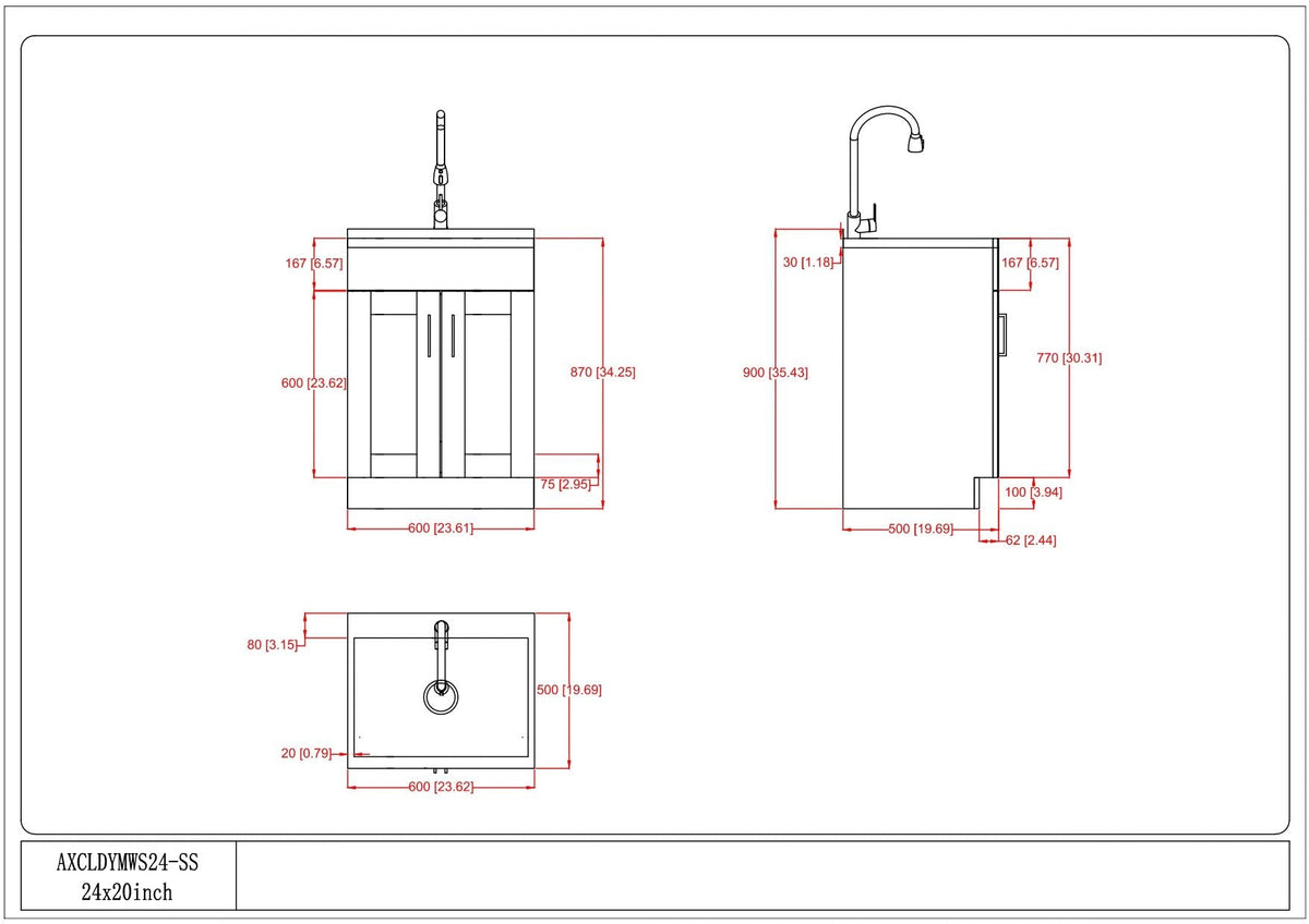 Wide, Laundry Cabinet With Faucet And Stainless Steel Sink