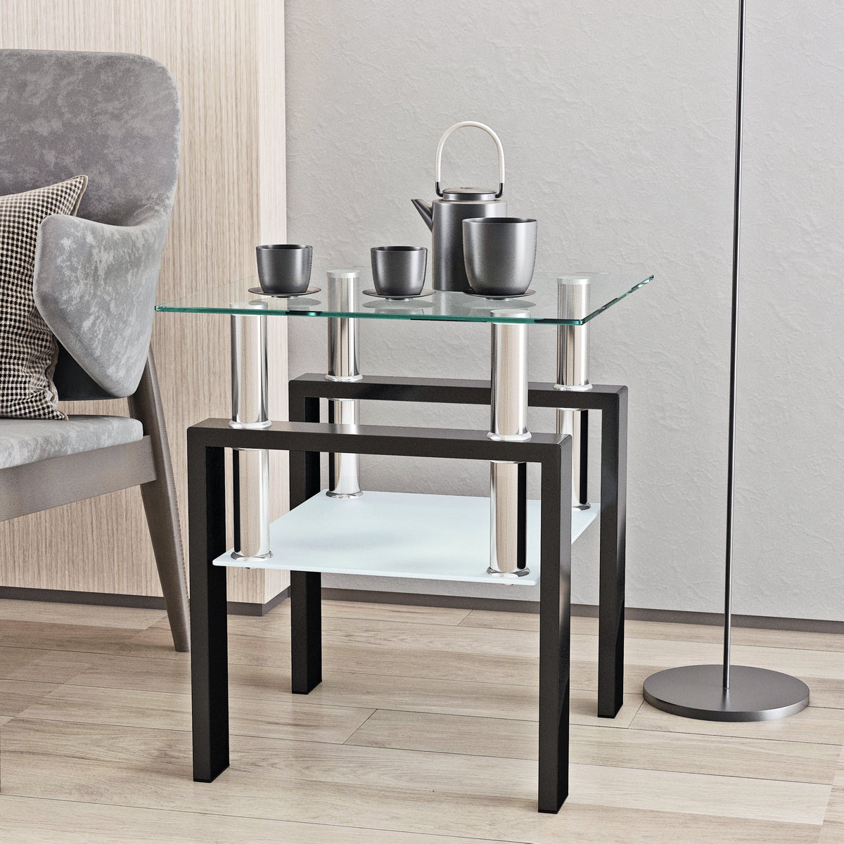 1-Piece Modern Tempered Glass Tea Table Coffee