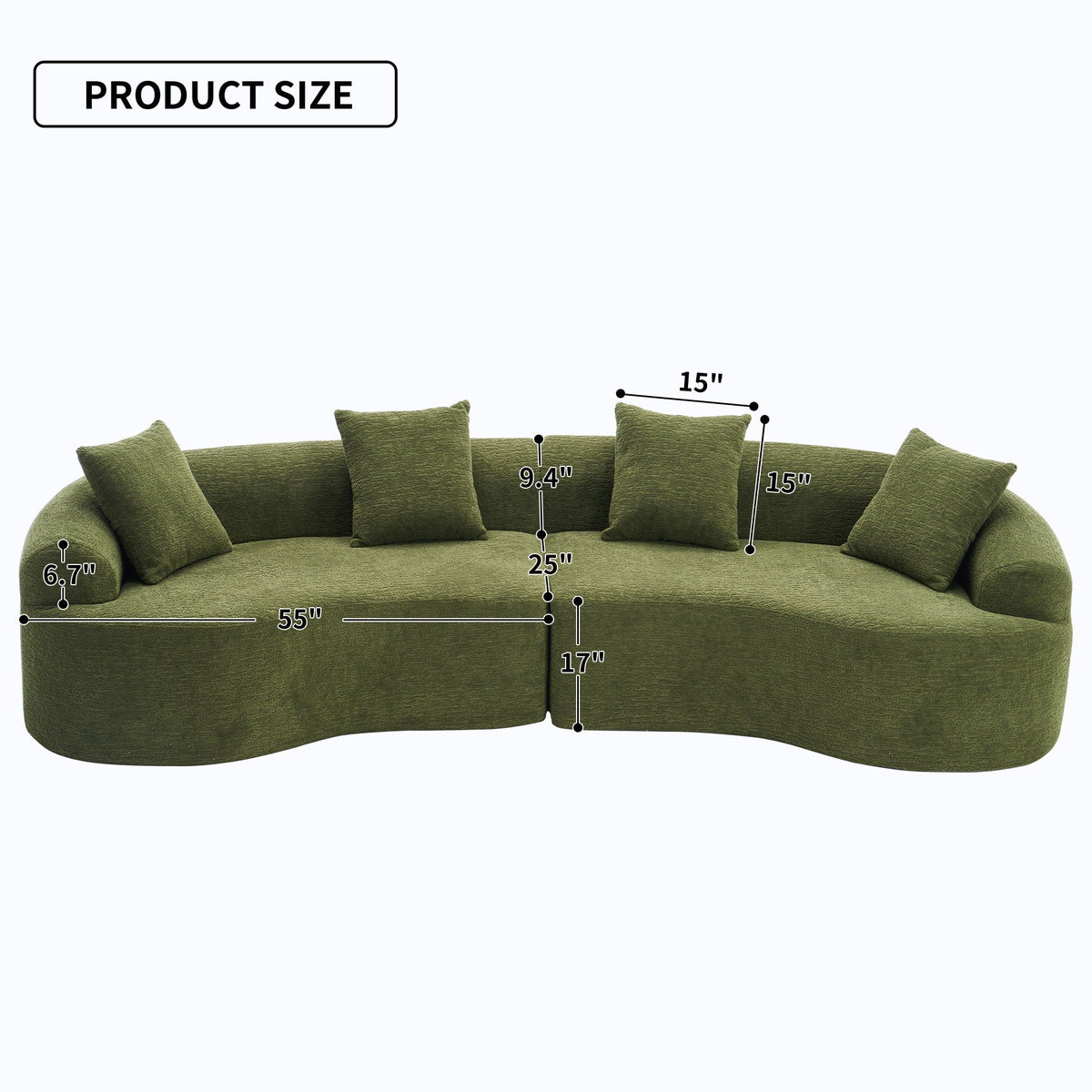 4 Seater Sofa With Fabric, Full Sponge, 4 Pillow, Sleeper Sectional