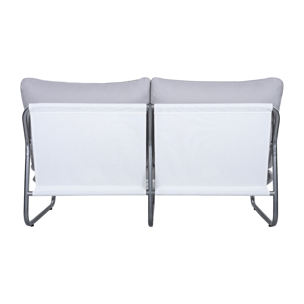 Outdoor Patio 2-Seater Aluminum Frame Loveseat with Water-Resistant Cushions - Light Gray