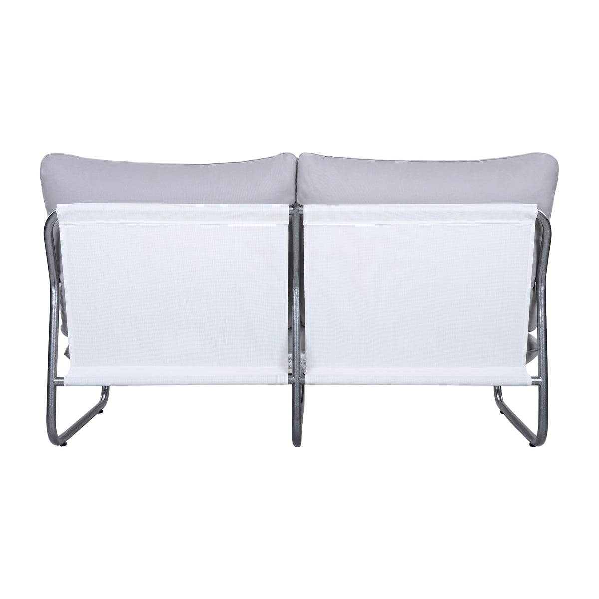 Outdoor Patio 2-Seater Aluminum Frame Loveseat with Water-Resistant Cushions - Light Gray