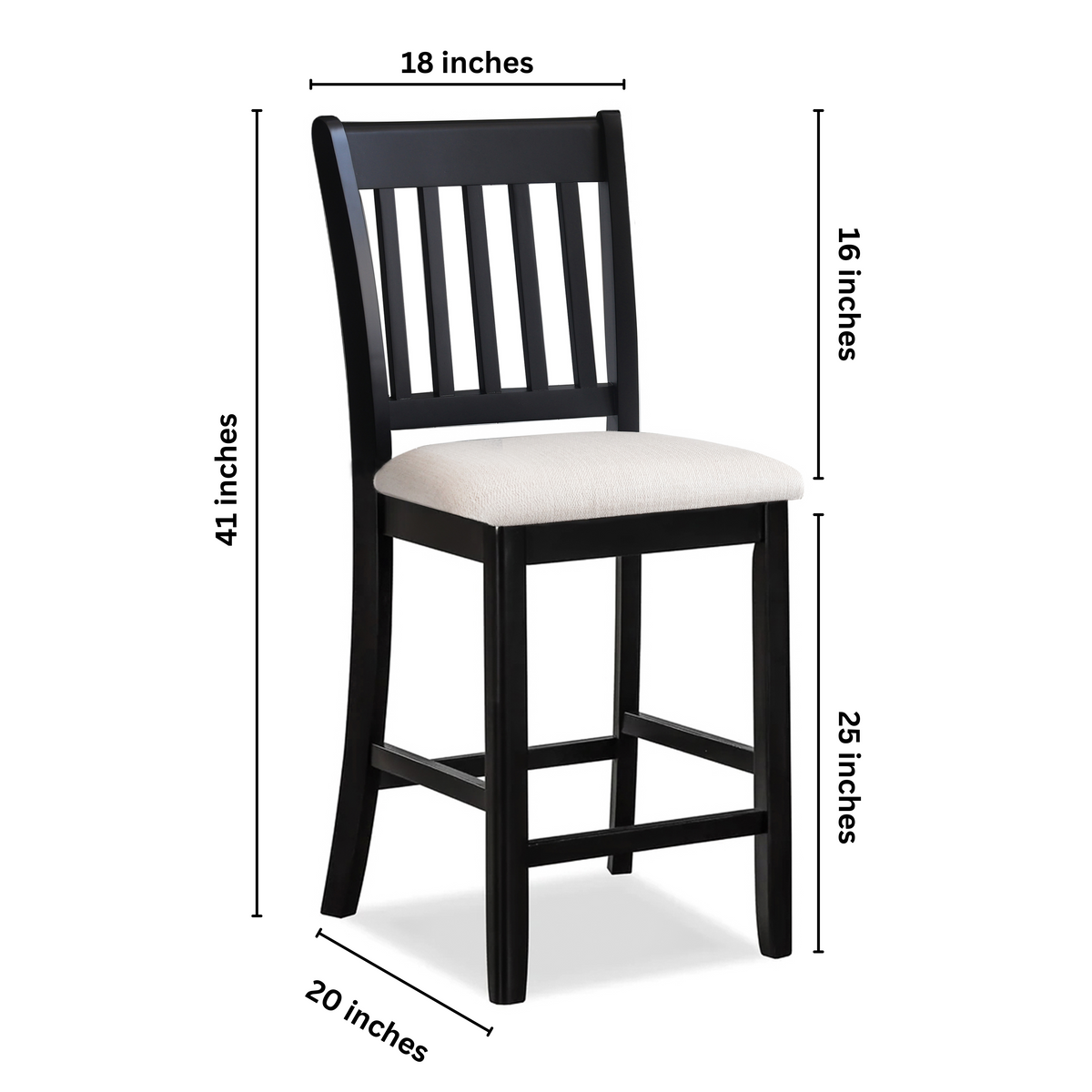 Black Finish Chairs Set of 2 Rubberwood Transitional Slatted Back