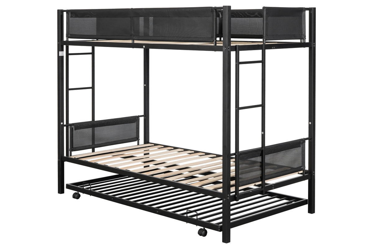 Metal double bed with casters/sturdy frame/no noise/comfortable guardrail/