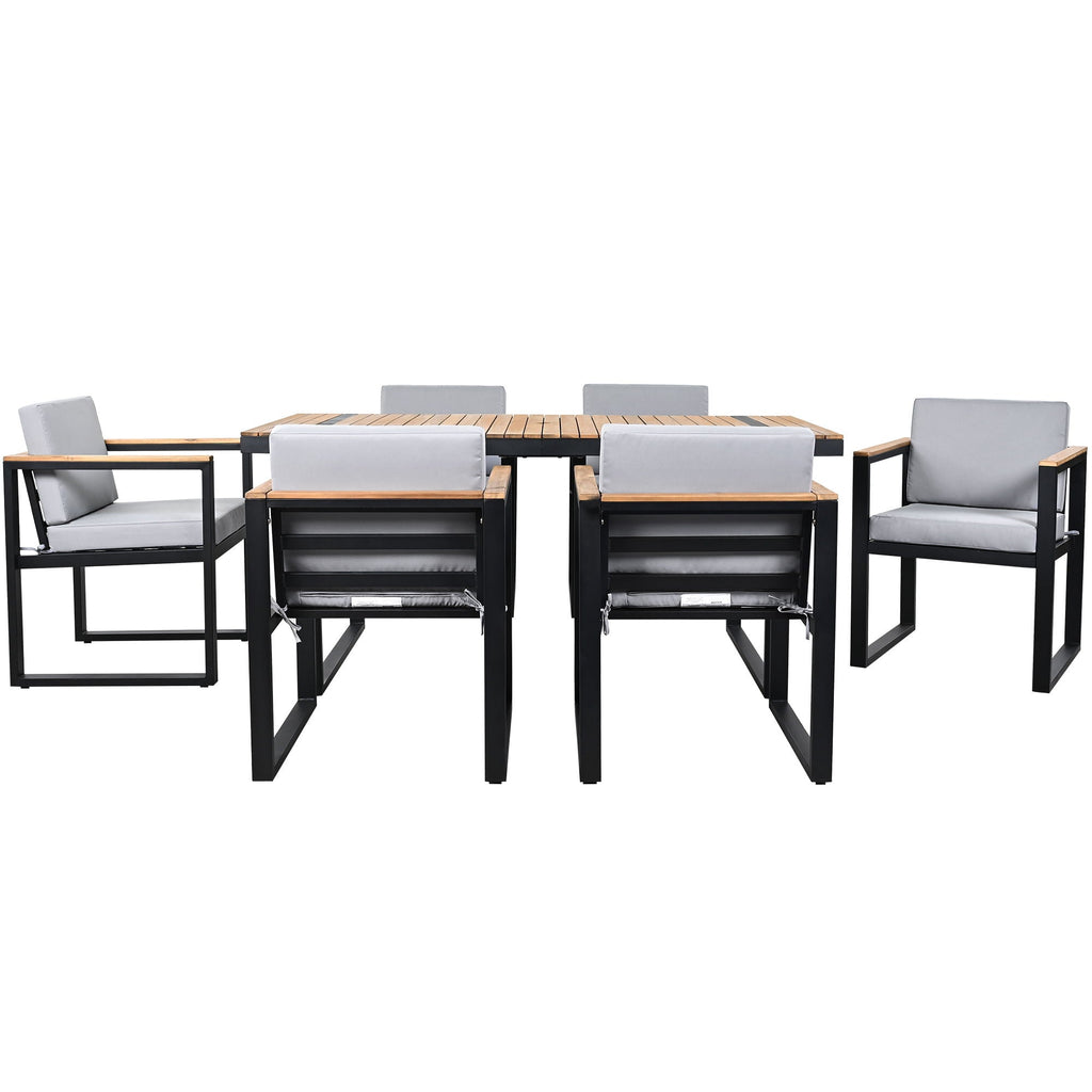 7 Pieces Dining Set Table And Chair Set With And Removable Cushions For Patio