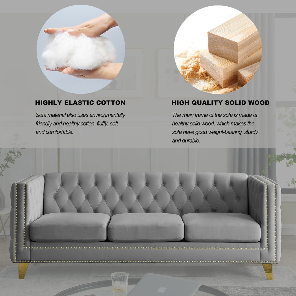 Upholstered Couch Sofa With Button Tufting