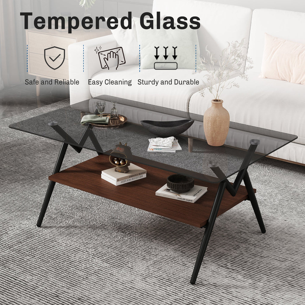 Rectangle Coffee Table with Tempered Glass top