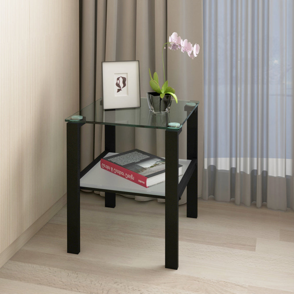 Glass two layer tea table