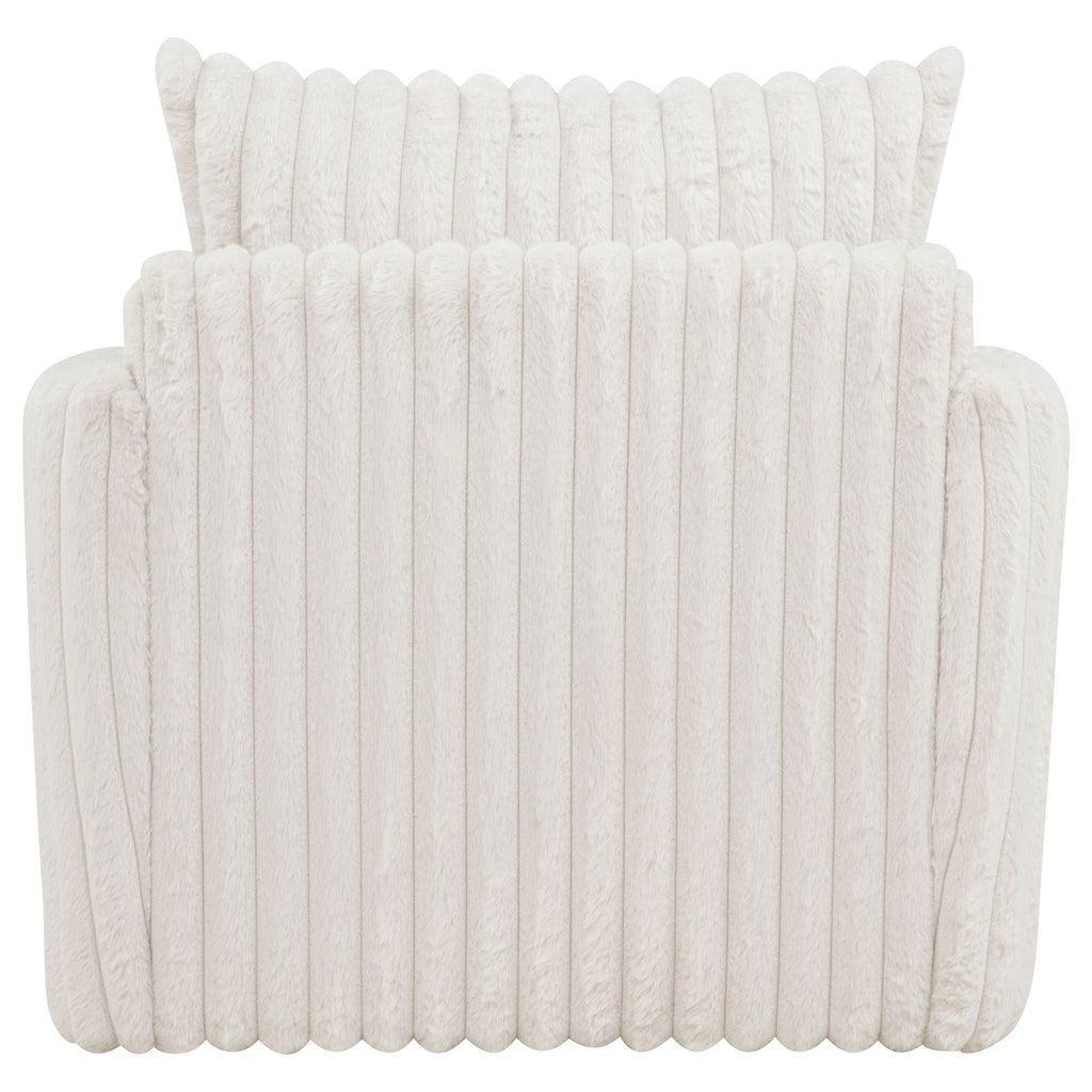 Corduroy Upholstered Swivel Accent Arm Chair Ivory