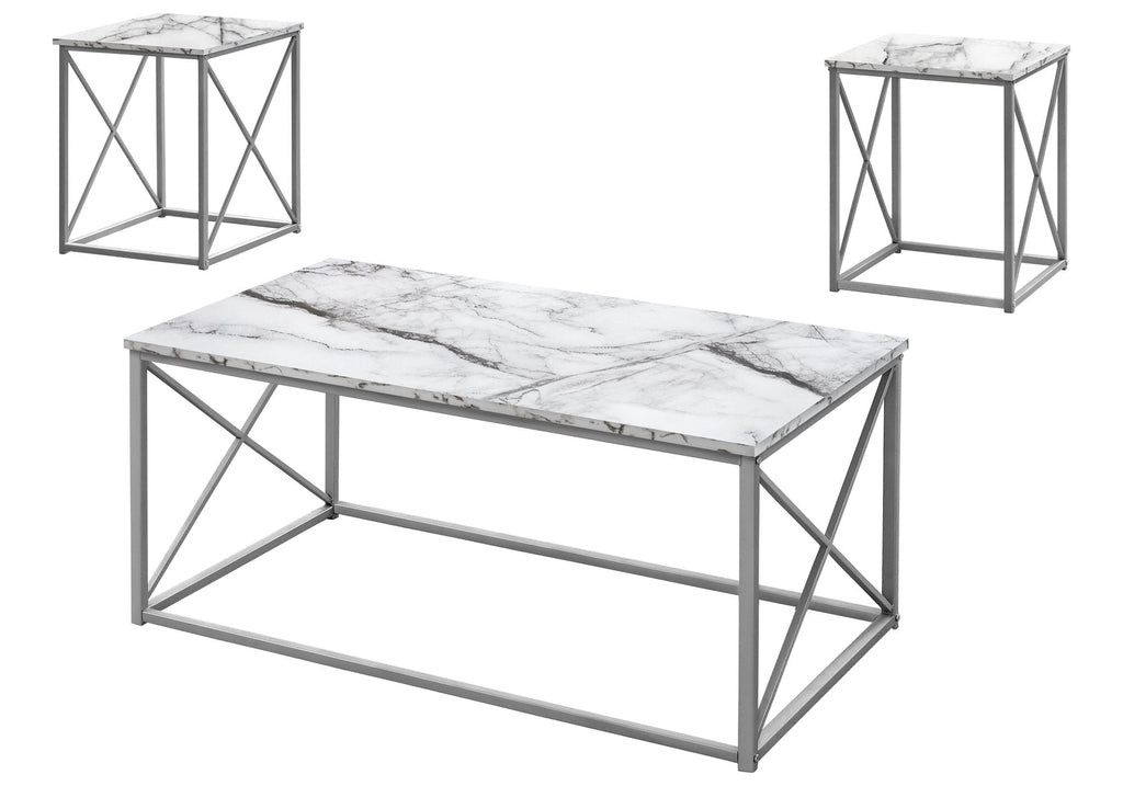 Table Set, Coffee, End, Side, Accent, Marble Look Laminate