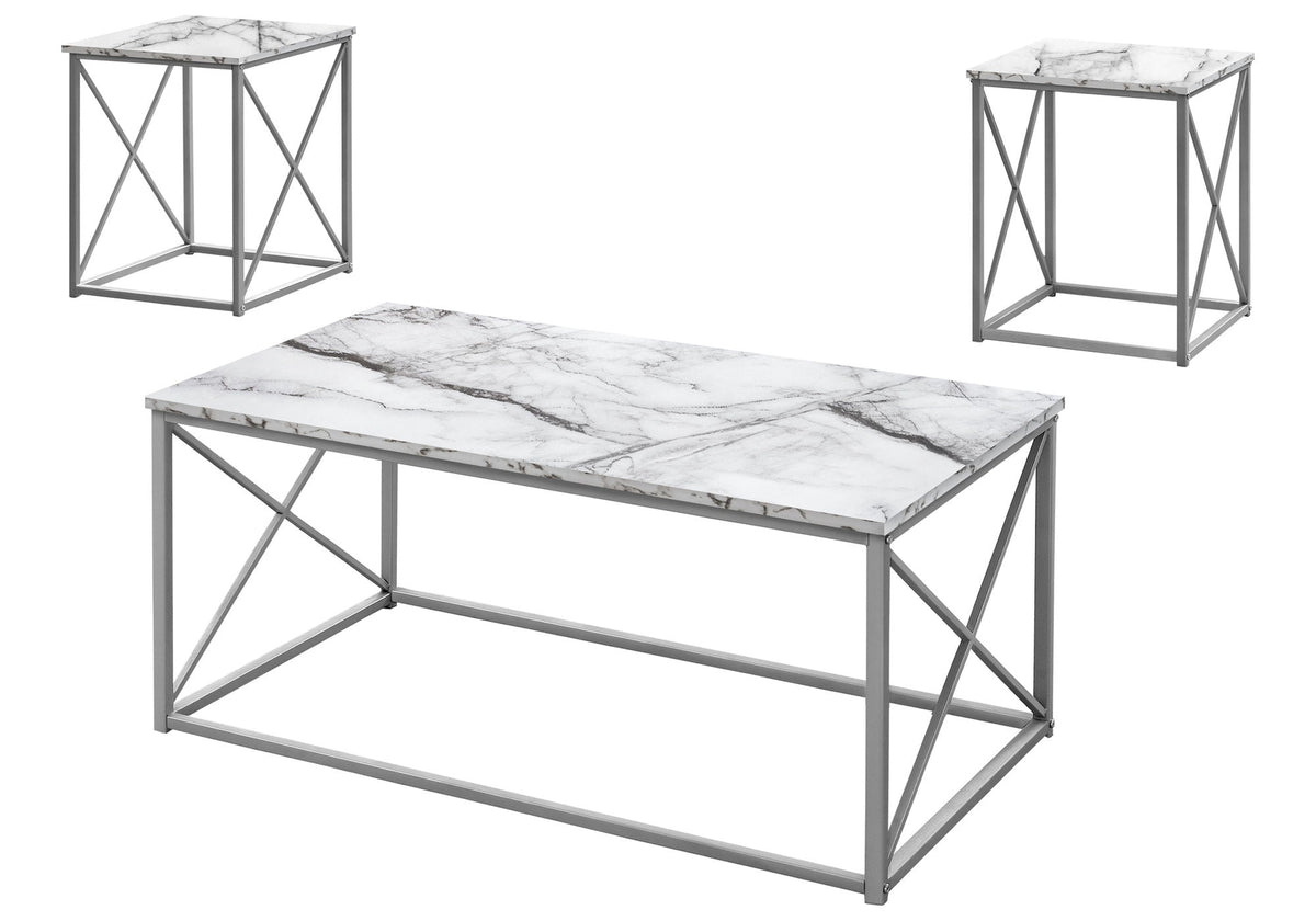 Table Set, Coffee, End, Side, Accent, Marble Look Laminate