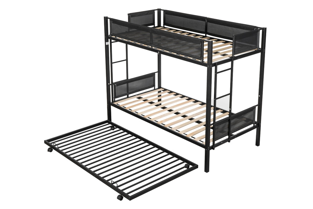 Metal double bed with casters/sturdy frame/no noise/comfortable guardrail/