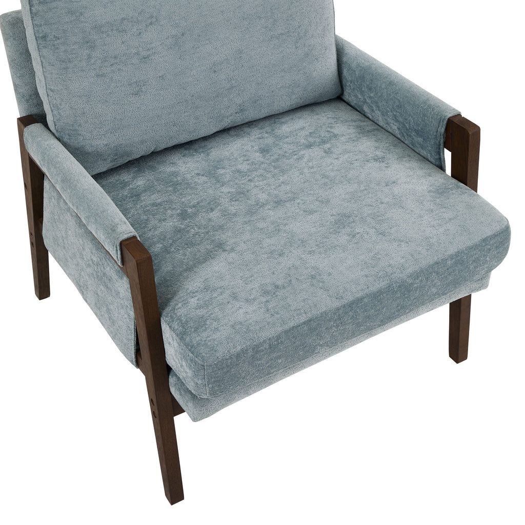 Mid-Century Modern Velvet Accent Armchair - Blue