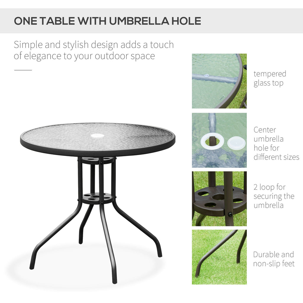 Patio Dining Set With Table Umbrella, Folding Chairs And Dining Table
