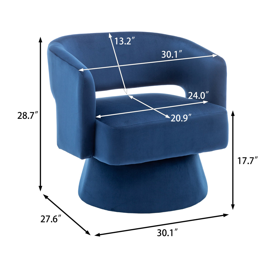 Swivel Barrel Chair, Velvet Accent Armchair 360 Degree Swivel