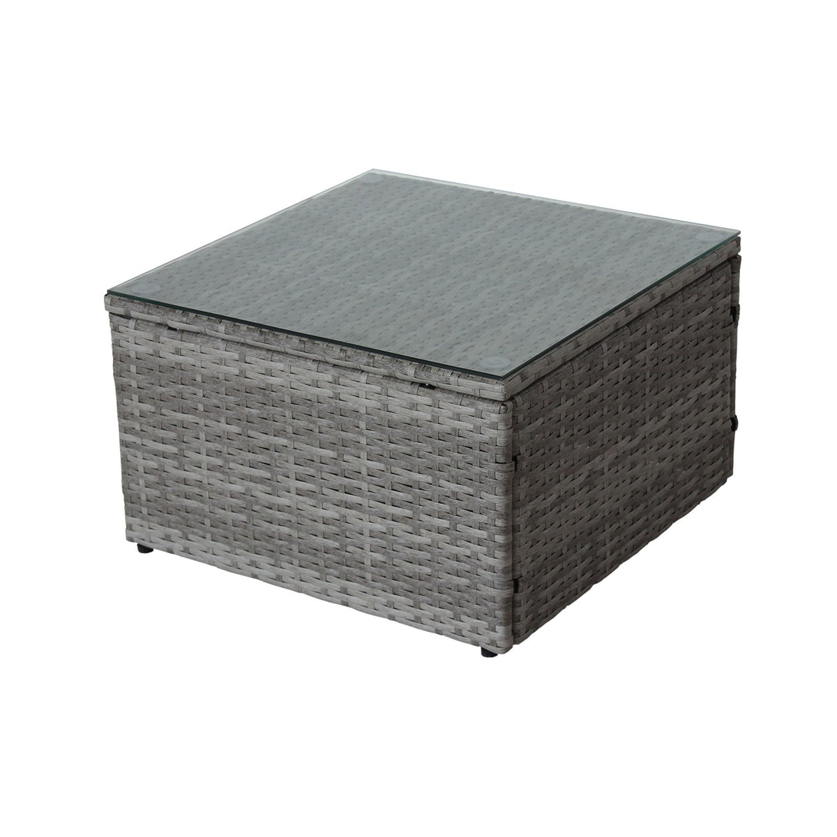 4 Piece Patio Sectional Wicker Rattan Sofa Set with Storage Box Grey