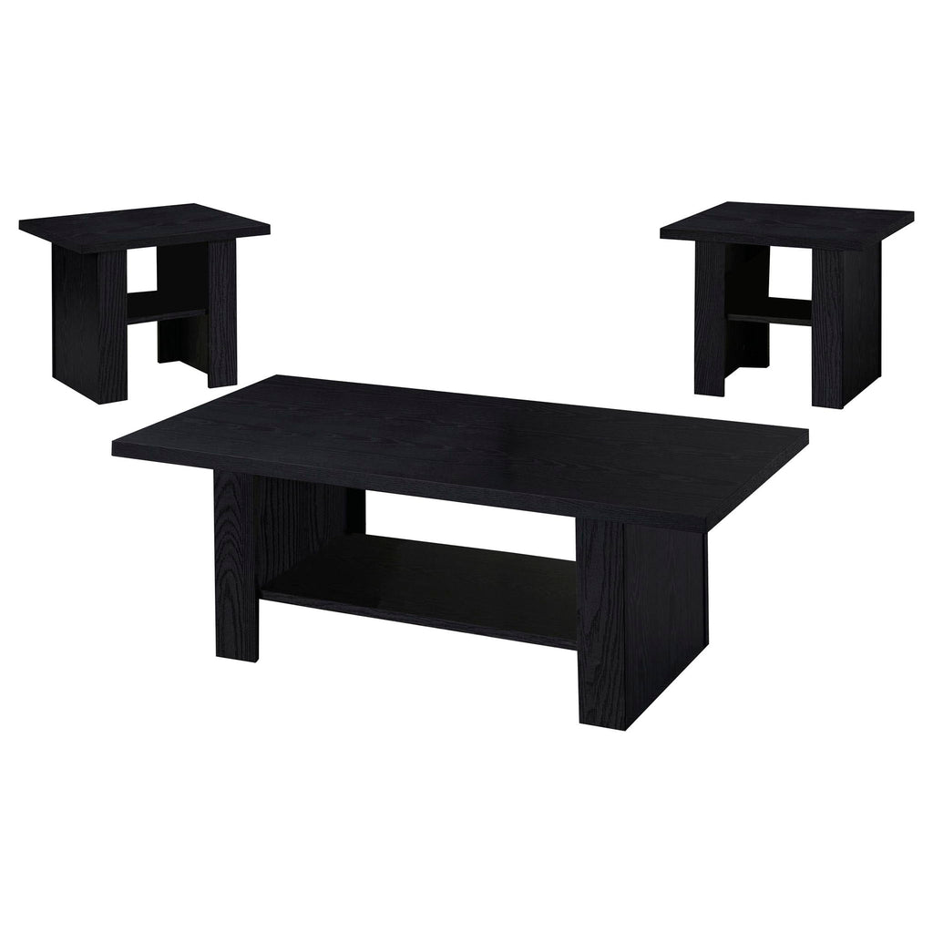 3-piece Engineered Wood Coffee Table Set Black