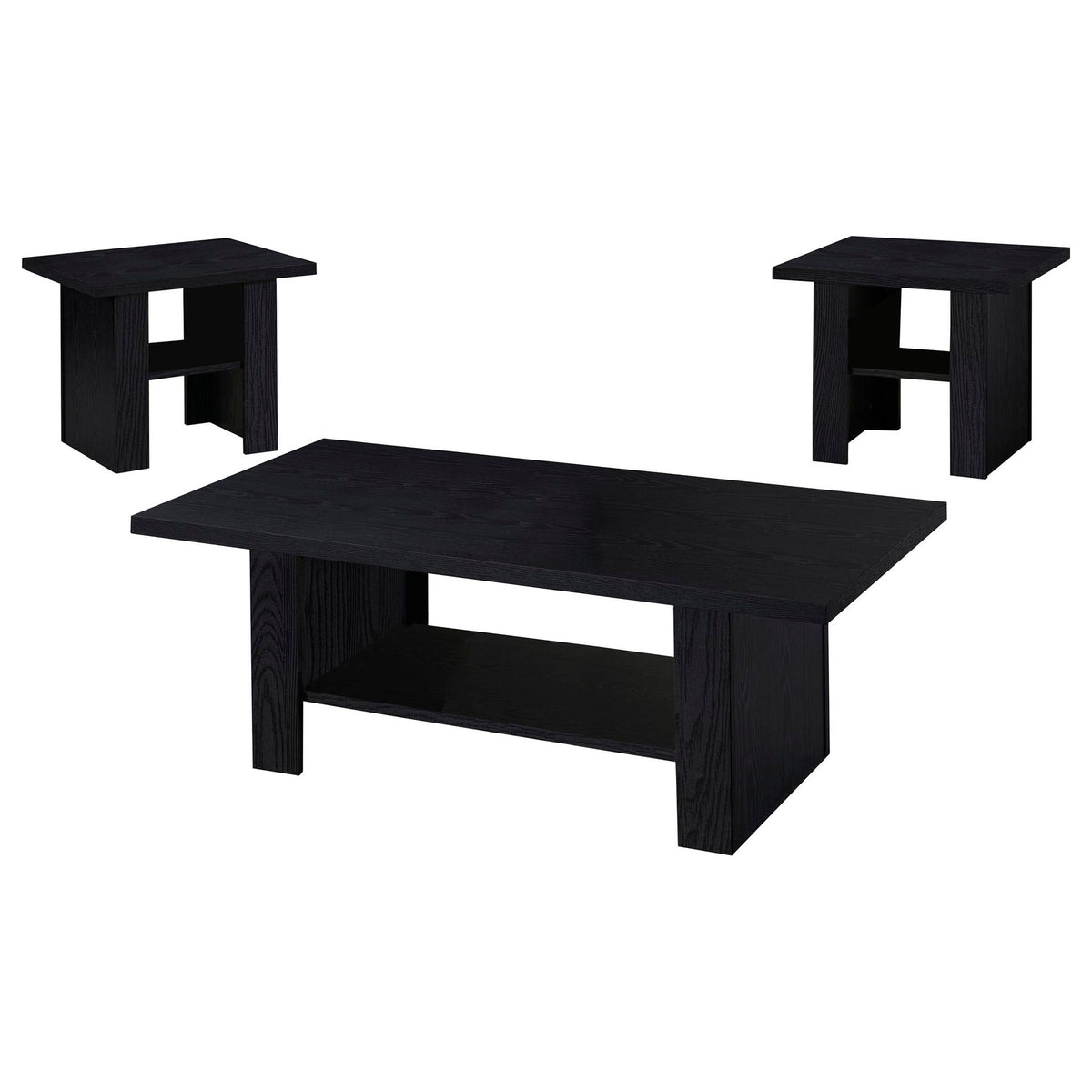 3-piece Engineered Wood Coffee Table Set Black