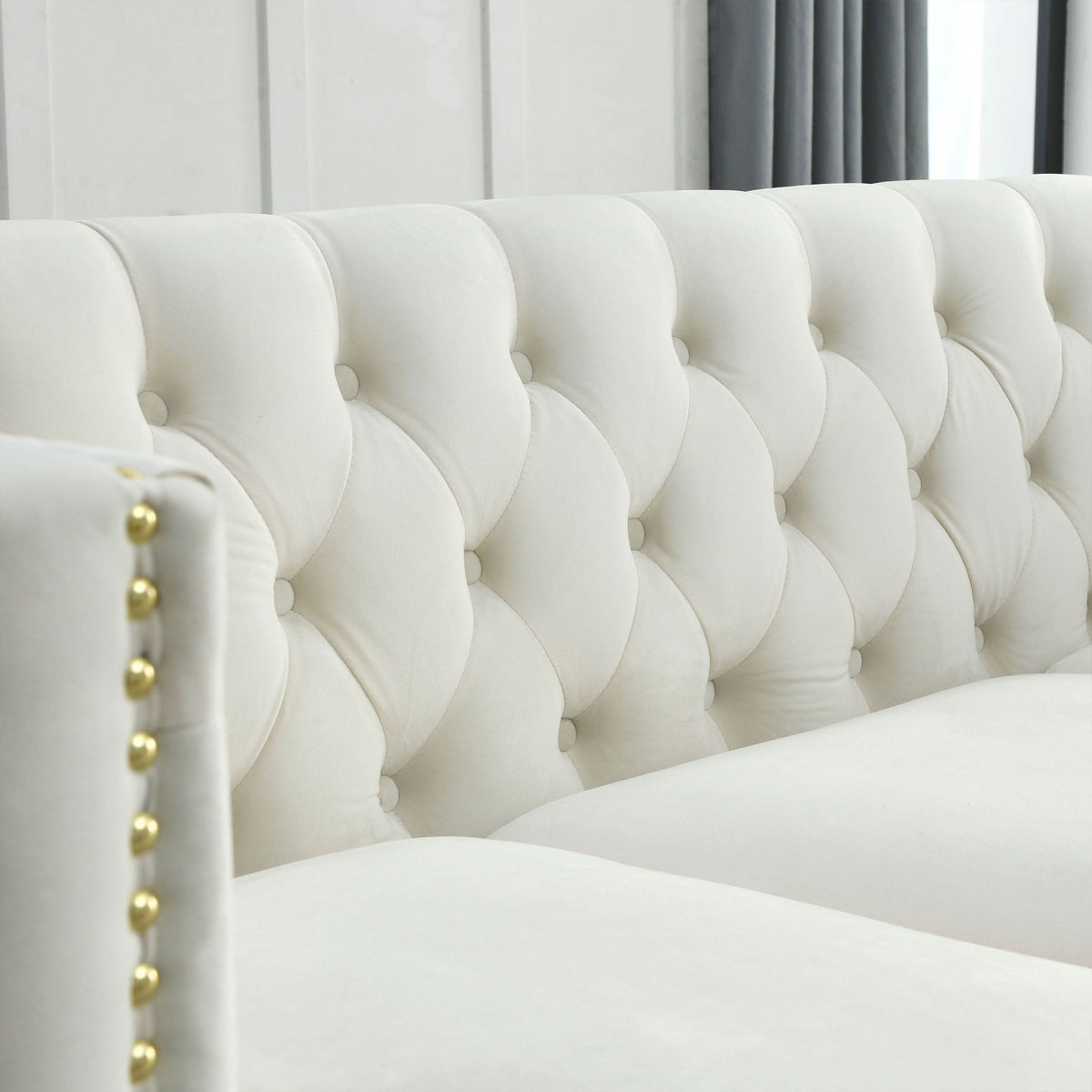 Upholstered Couch Sofa With Button Tufting