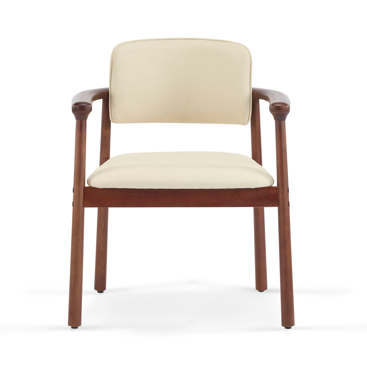 Dining Room Chairs, Set of 2 - Beige / Dark Walnut