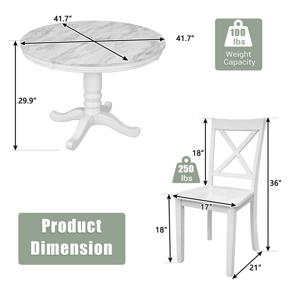 5 Pieces Dining Table and Chairs Set for 4