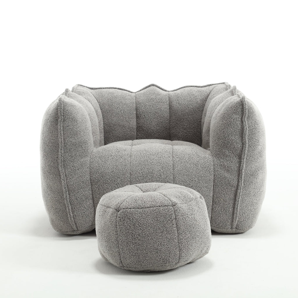 Soft Bean Bag Chair with High Resilient Foam with Footstool