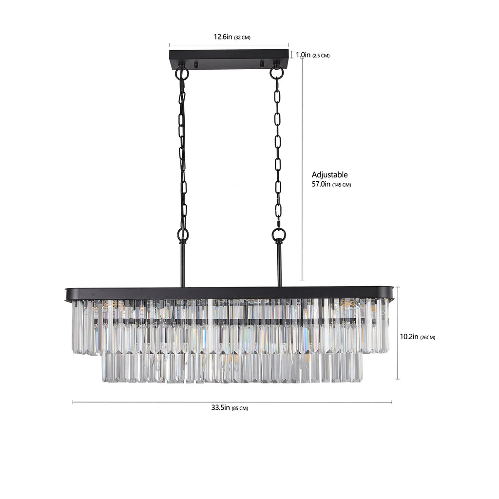 Chandeliers, Rectangular Crystal Chandelier Adjustable