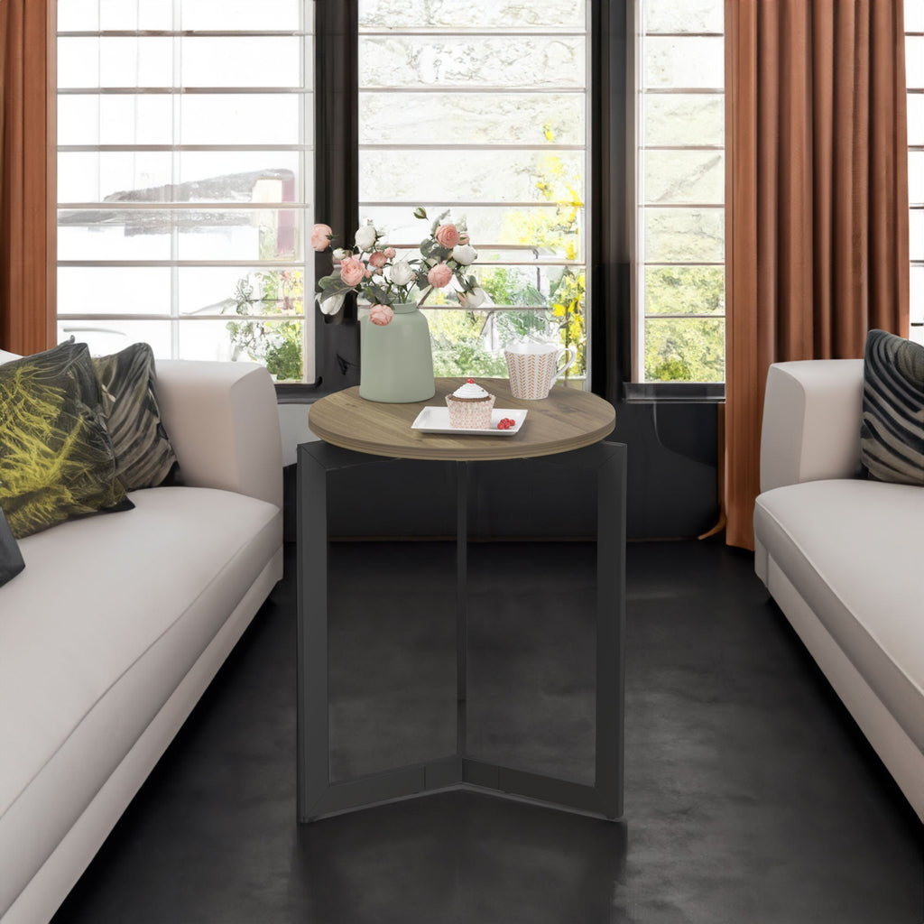 19.68''H Round Side Accent End Table with Sturdy Metal Frame