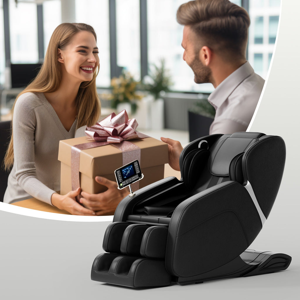 Full body deep tissue massage chair, foot massage, 8 fixed massage rollers, touch screen