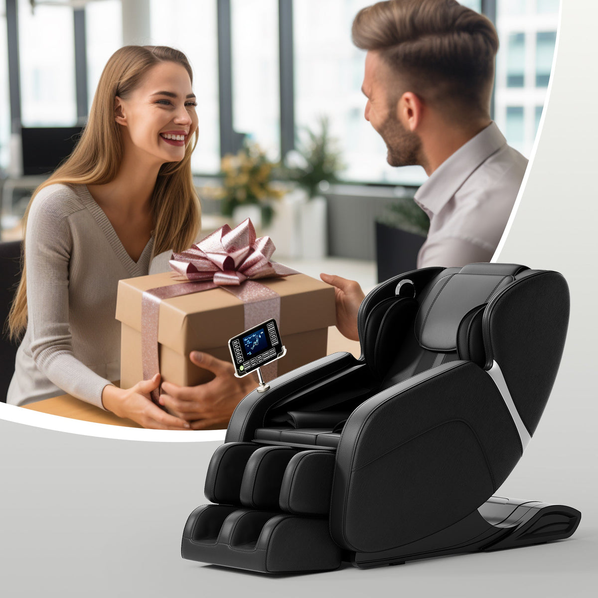 Full body deep tissue massage chair, foot massage, 8 fixed massage rollers, touch screen
