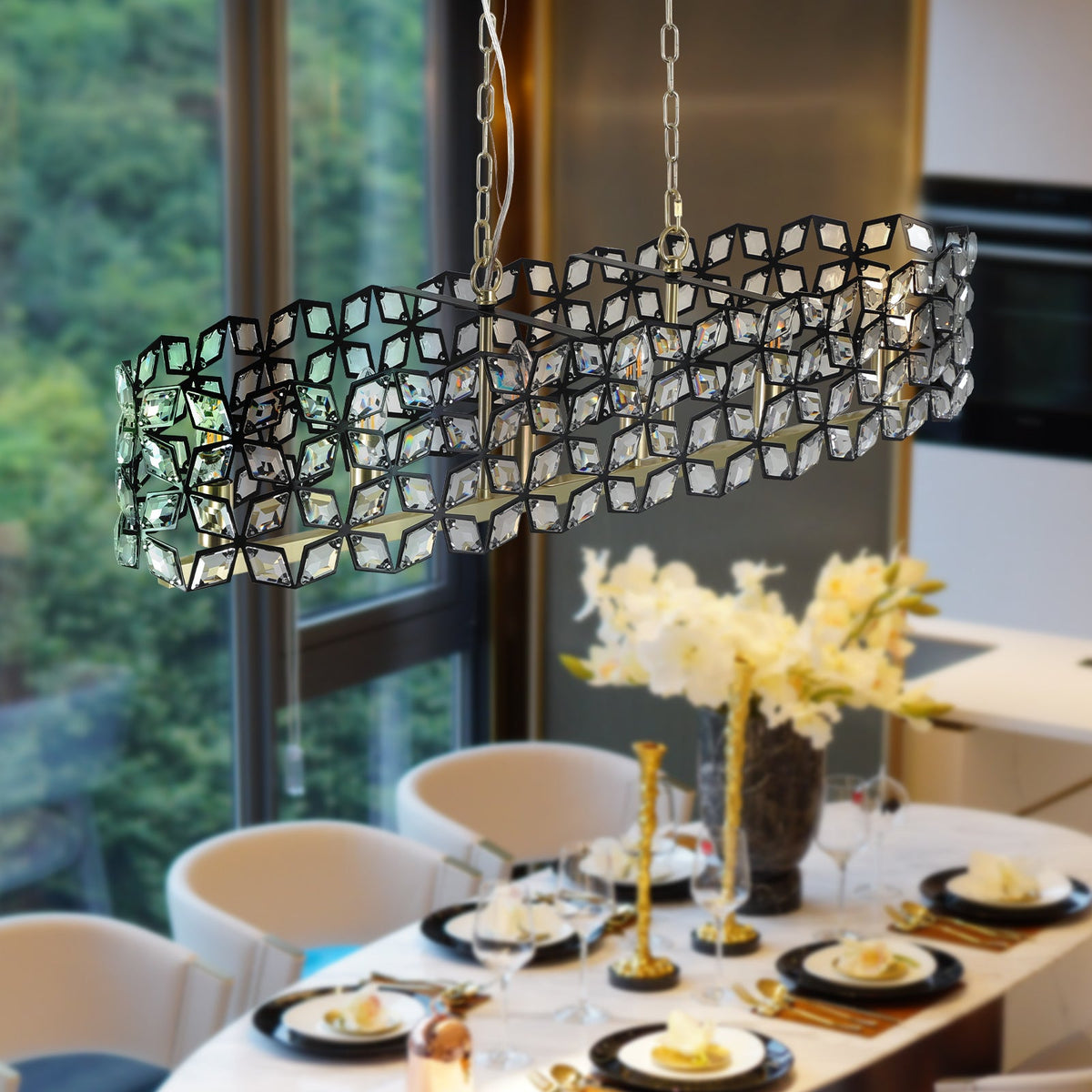 Modern Champagne Gold Oval Crystal ceiling chandelier