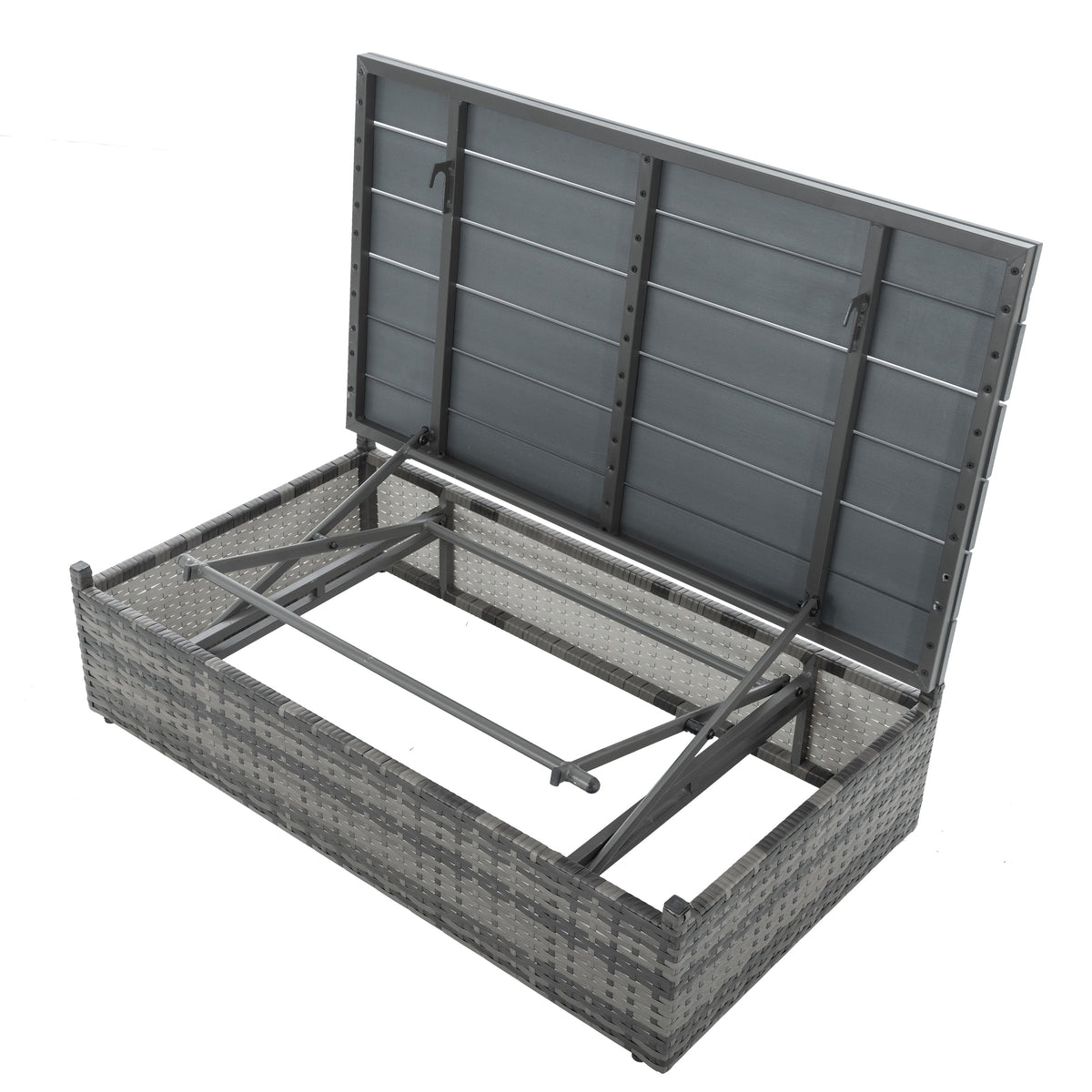 Patio Outdoor Furniture, 5 Set Wicker With Plywood Coffee Table