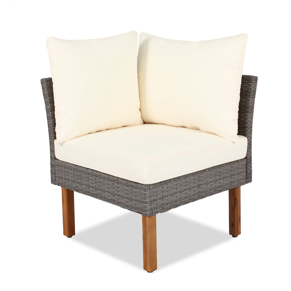 9-piece Patio rattan sofa set, coffee table washable cushions - beige