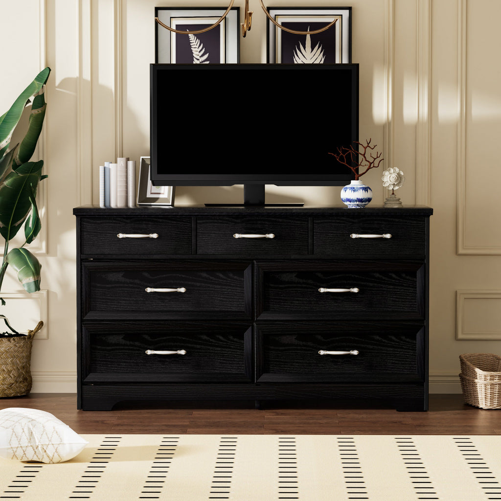 Modern 3 Drawer Bedroom Chest of Drawers with 7 Drawers Dresser, Clothes Organizer