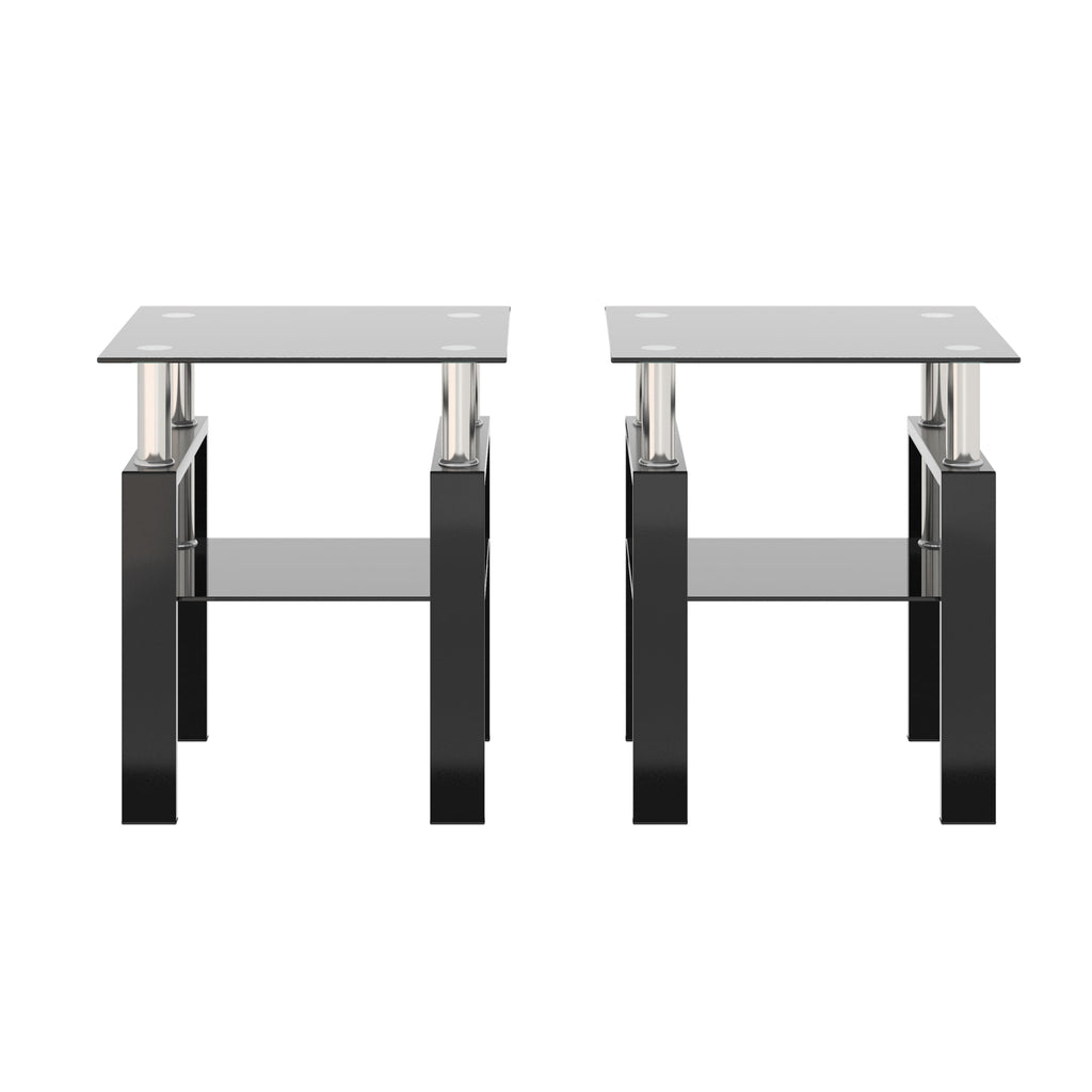 Set of 2, Modern Tempered Glass Tea Table, Coffee Table