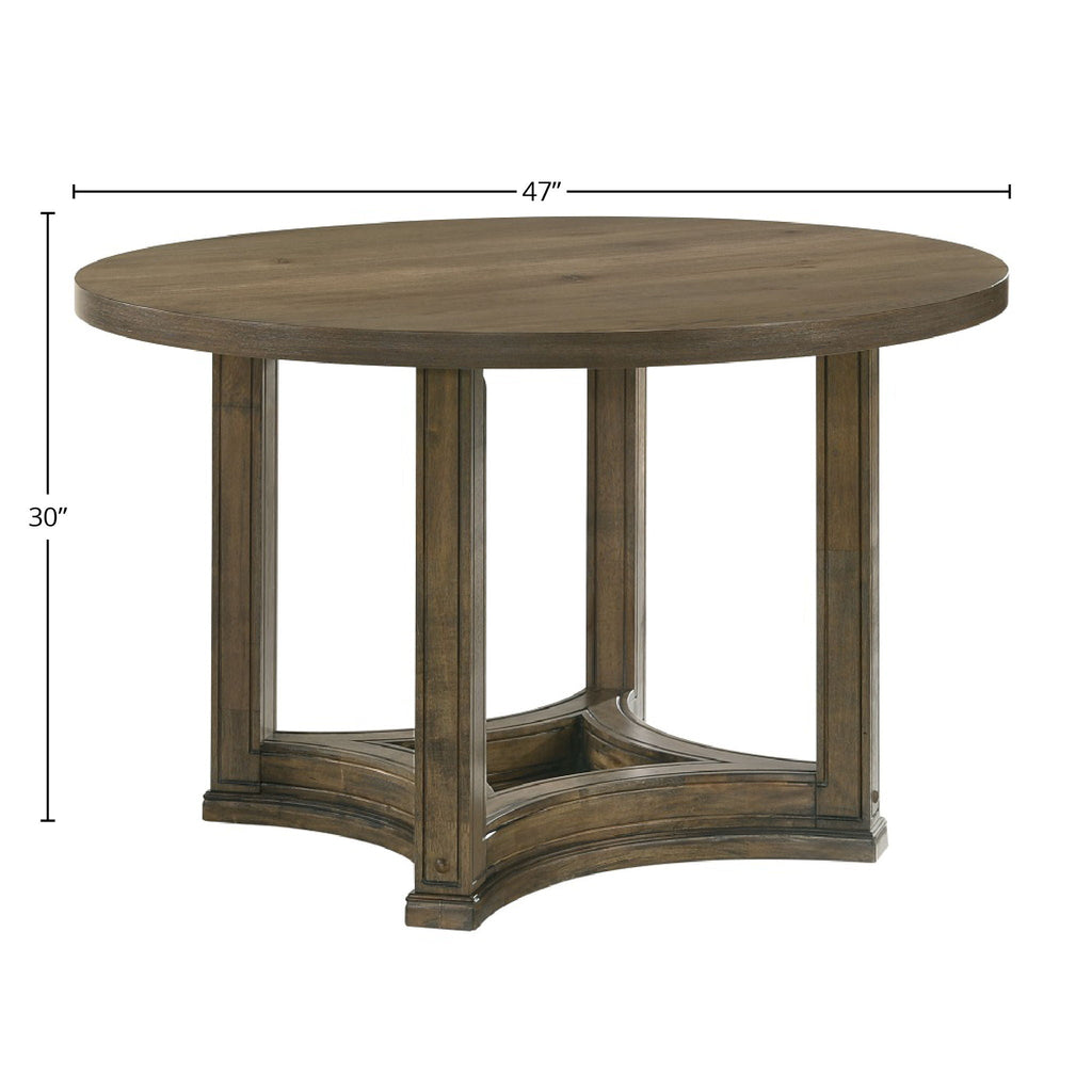 5 Pieces Round Dining Room Set - Light Brown / Oak