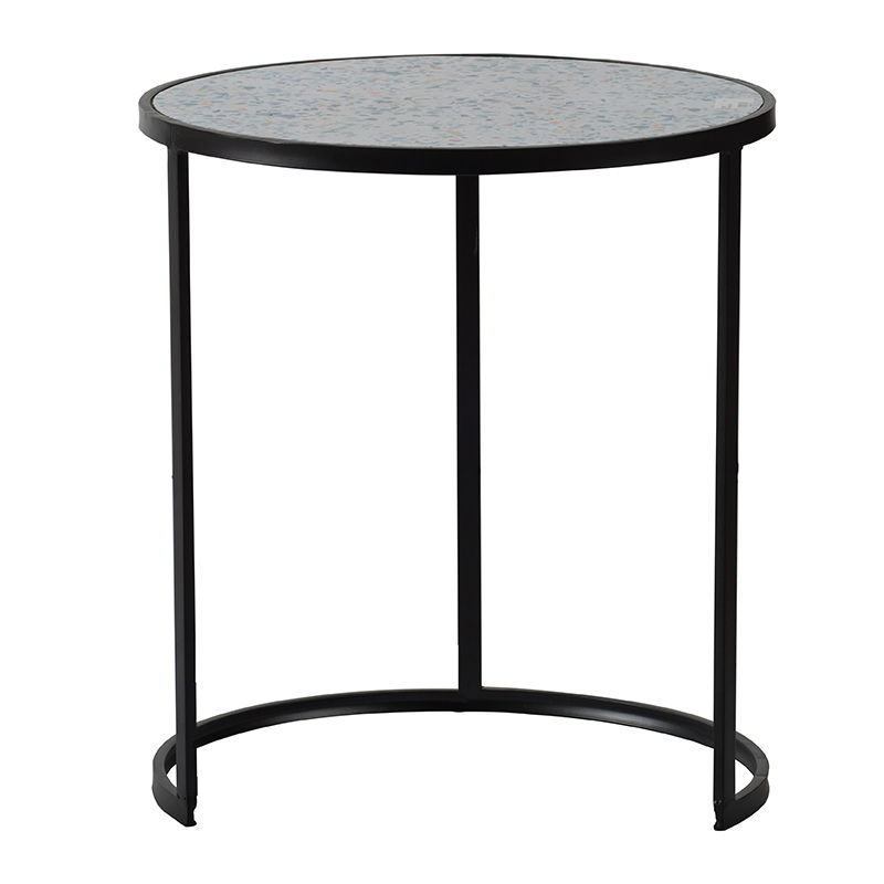 Round End Table With Sturdy Metal Frame For Small Space