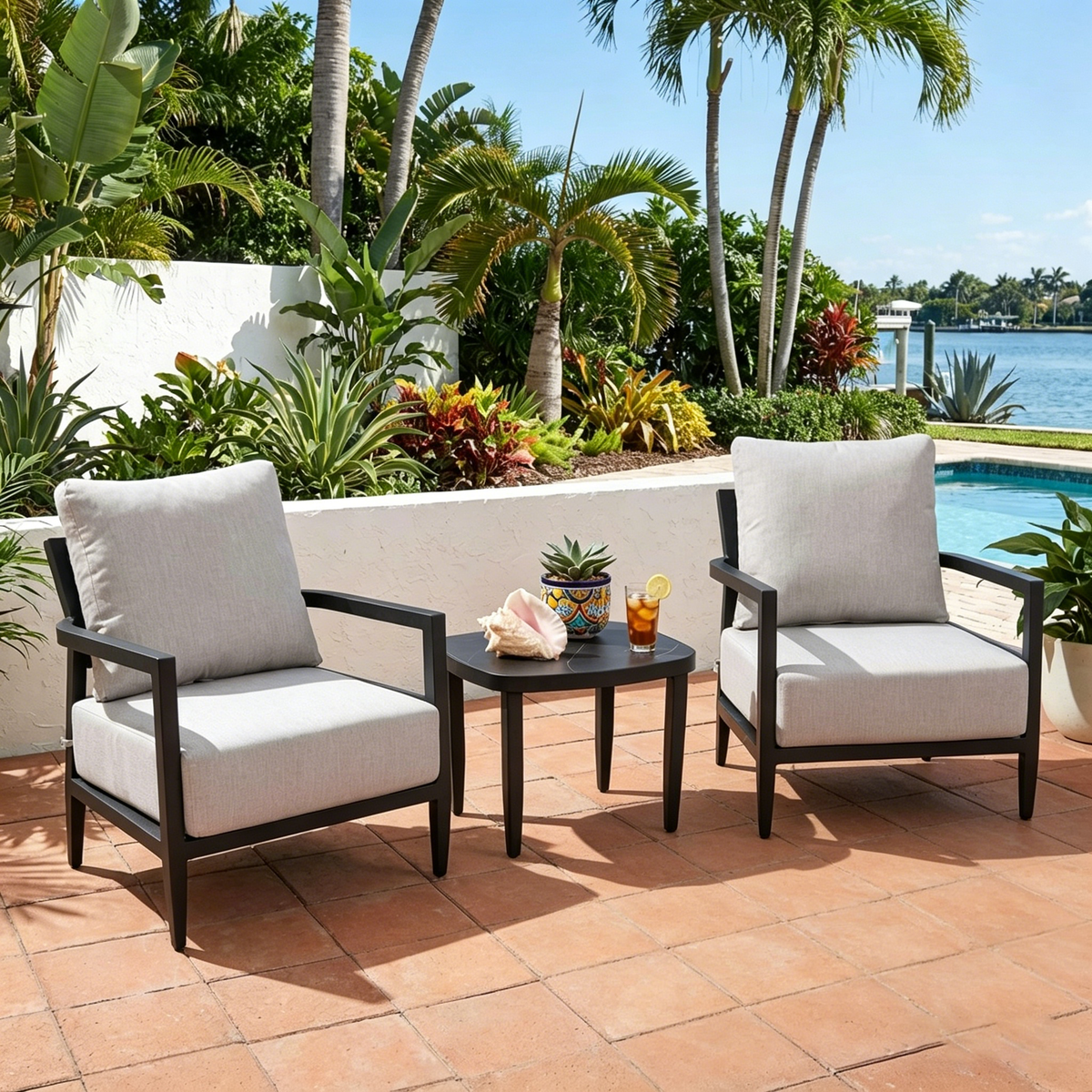 3 PC Outdoor Aluminum Patio Furniture Set