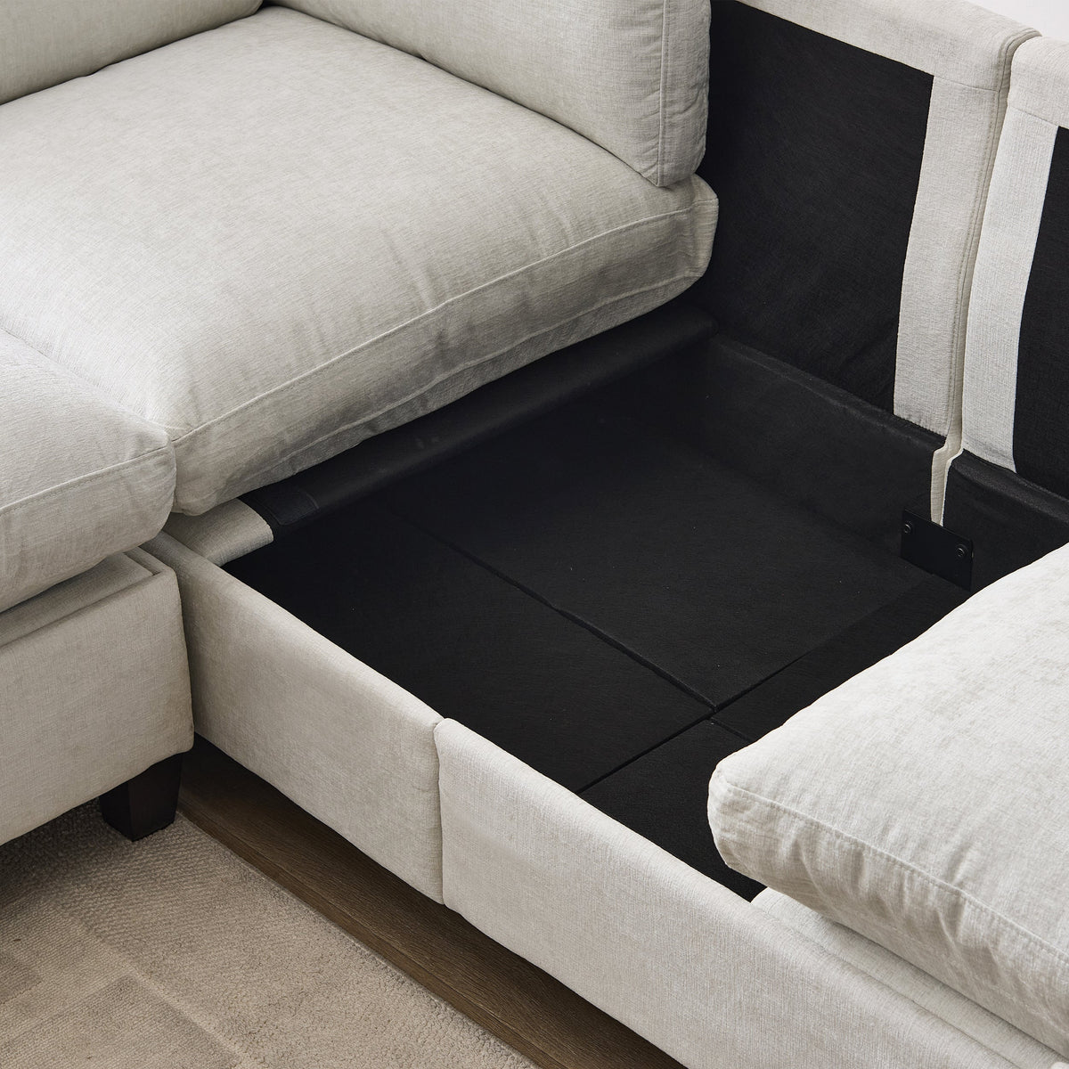 96.5" Sectional Couch, Upholstered Soft Chenille Fabric Sofa