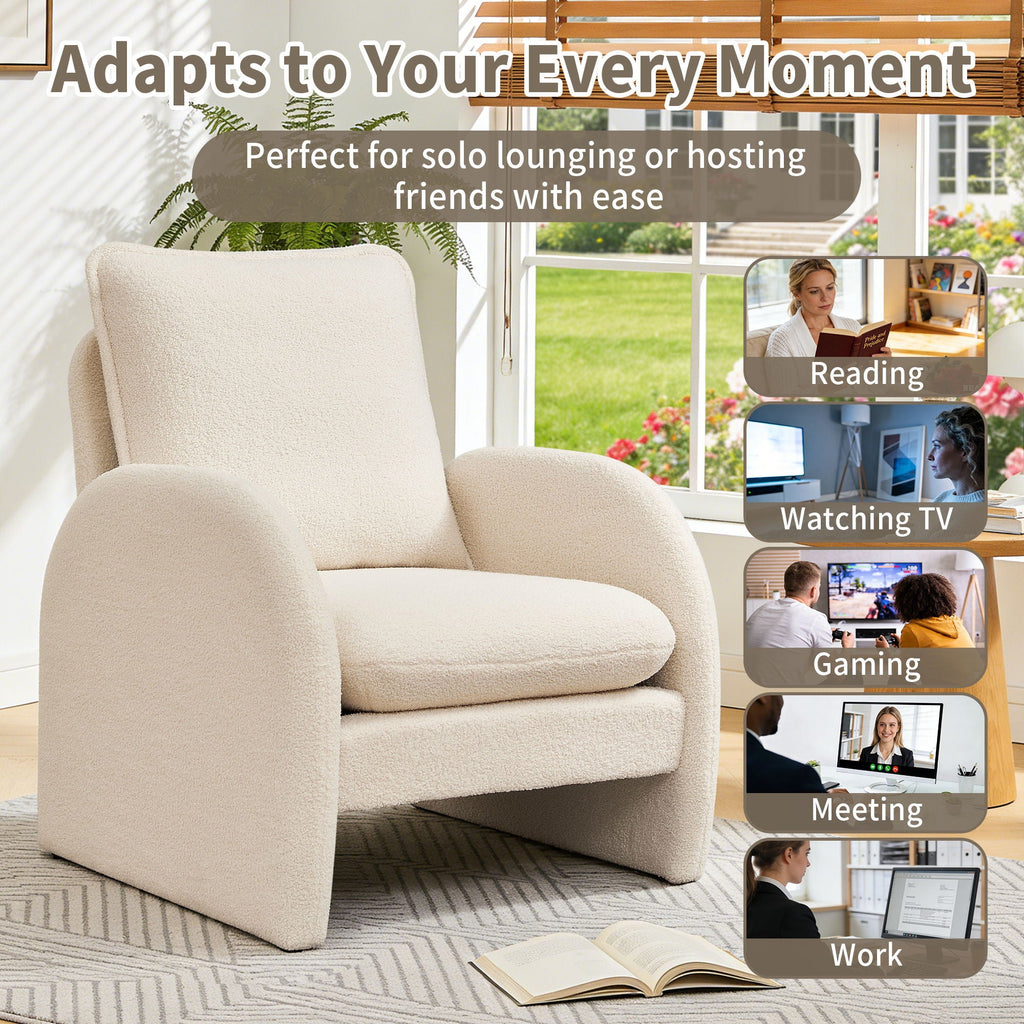 Modern Sherpa Upholstered Accent Chair
