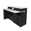 Kitchen Island, Extendable Rotating Table, 4 Drawers & Glass Doors