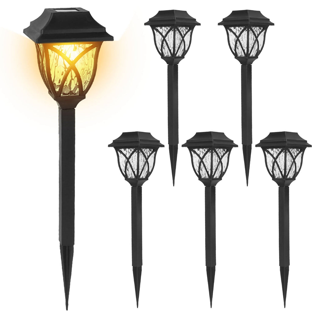 6Pack Solar Powered Stake Light Decorative Landscape Lamp IP45 Waterproof Auto On Off