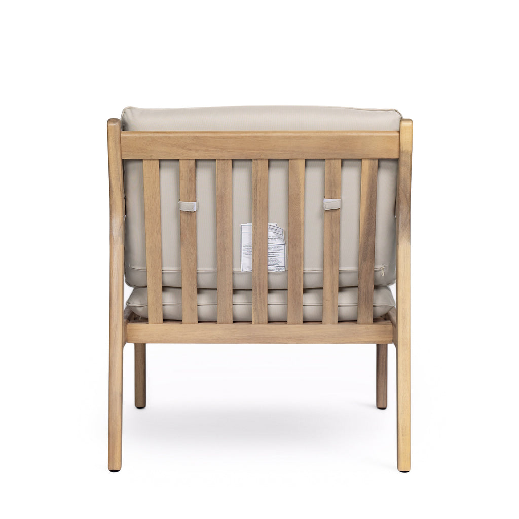 Outdoor Acacia Wood Armchair, Set of 2, Patio Club Chair with Cushions, Light Teak