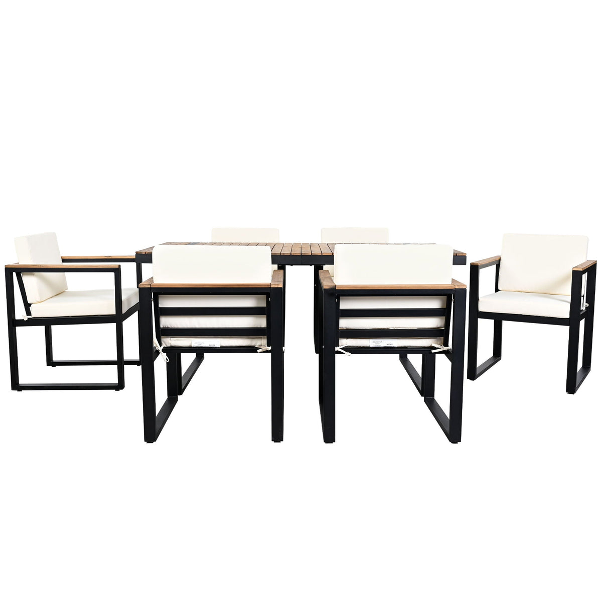 7 Pieces Dining Set Table And Chair Set With And Removable Cushions For Patio