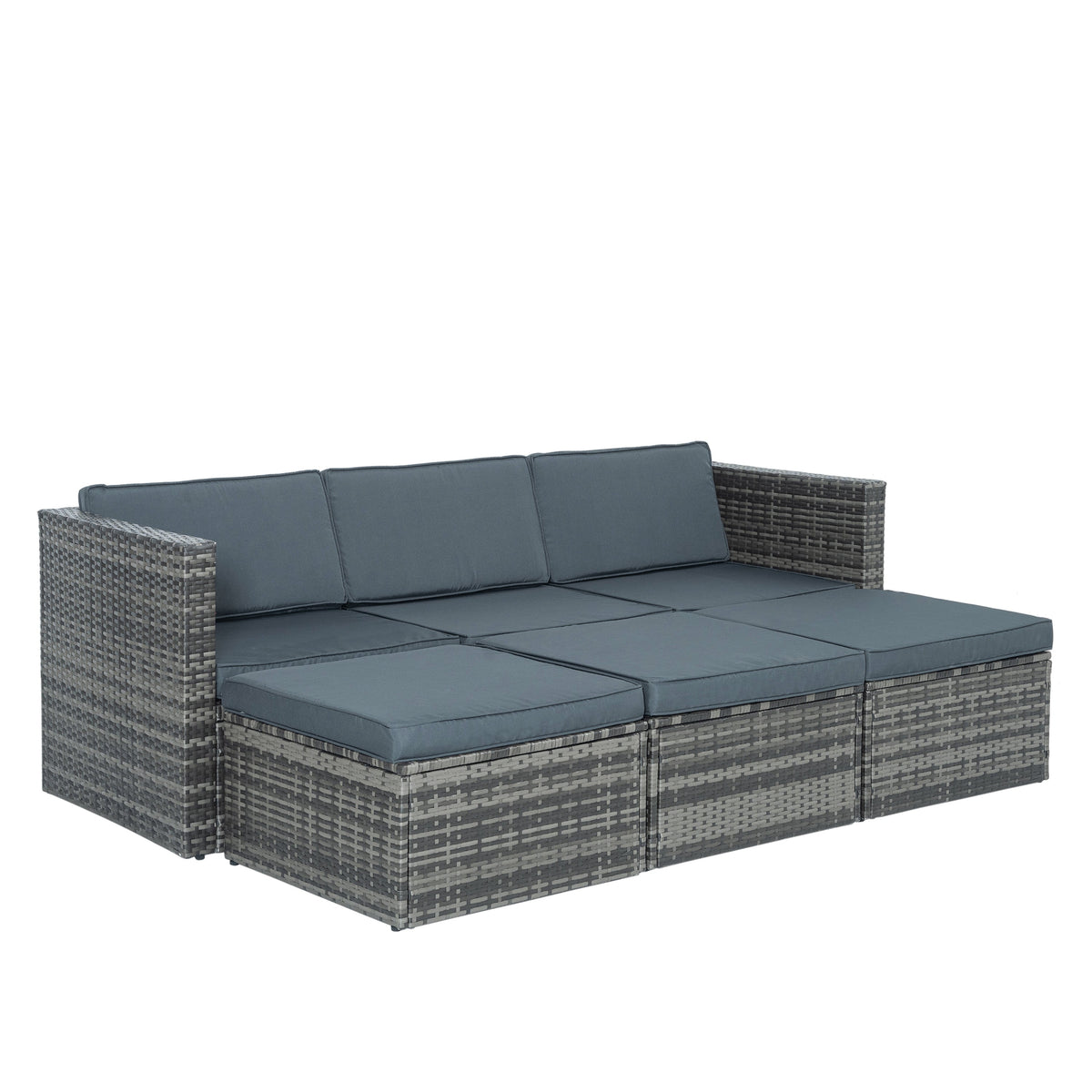Patio Outdoor Furniture, 5 Set Wicker With Plywood Coffee Table