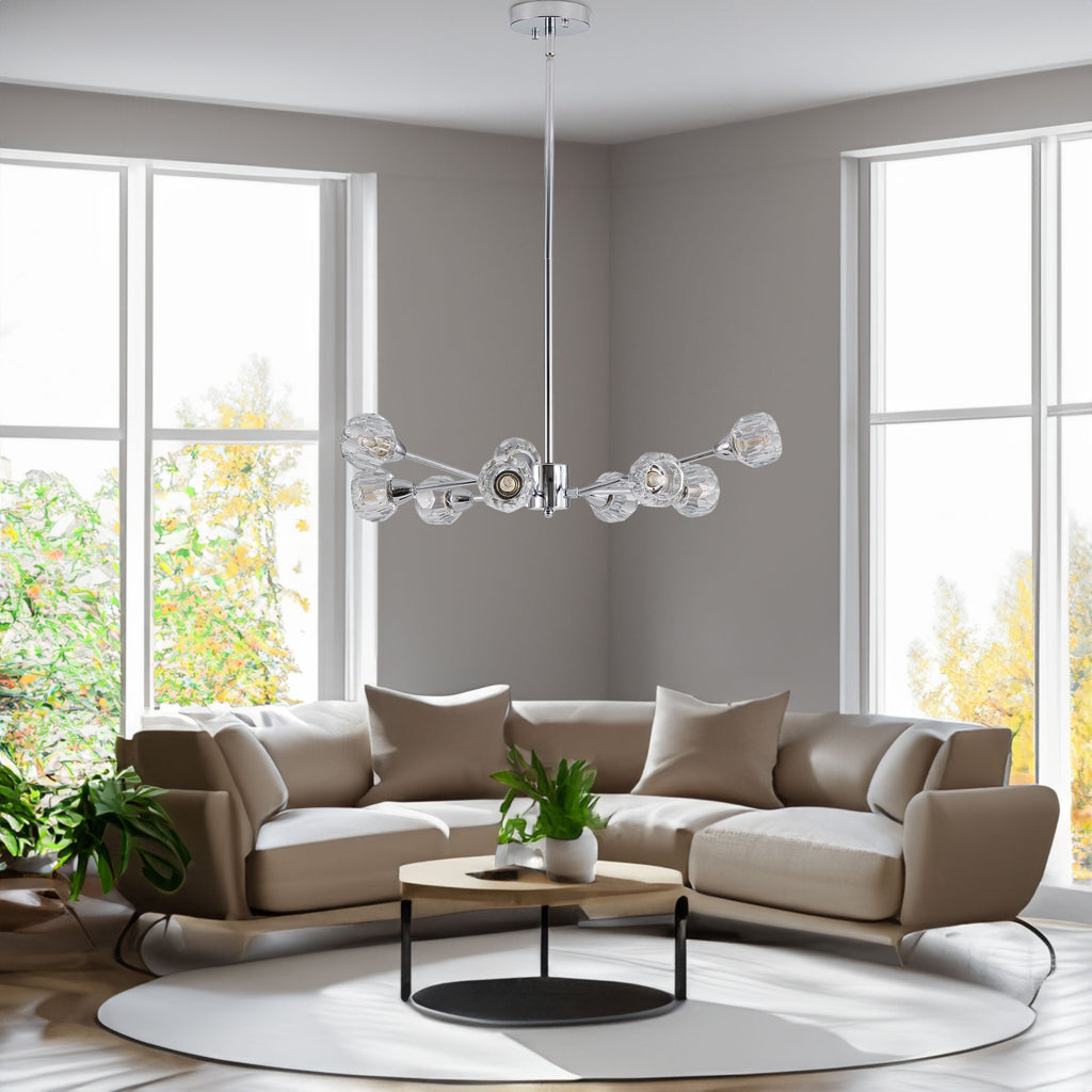 Modern Crystal Chandeliers, 9 Lights Chrome Chandelier