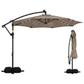 10' Solar LED Offset Cantilever Patio Umbrella Hanging Outdoor Umbrella