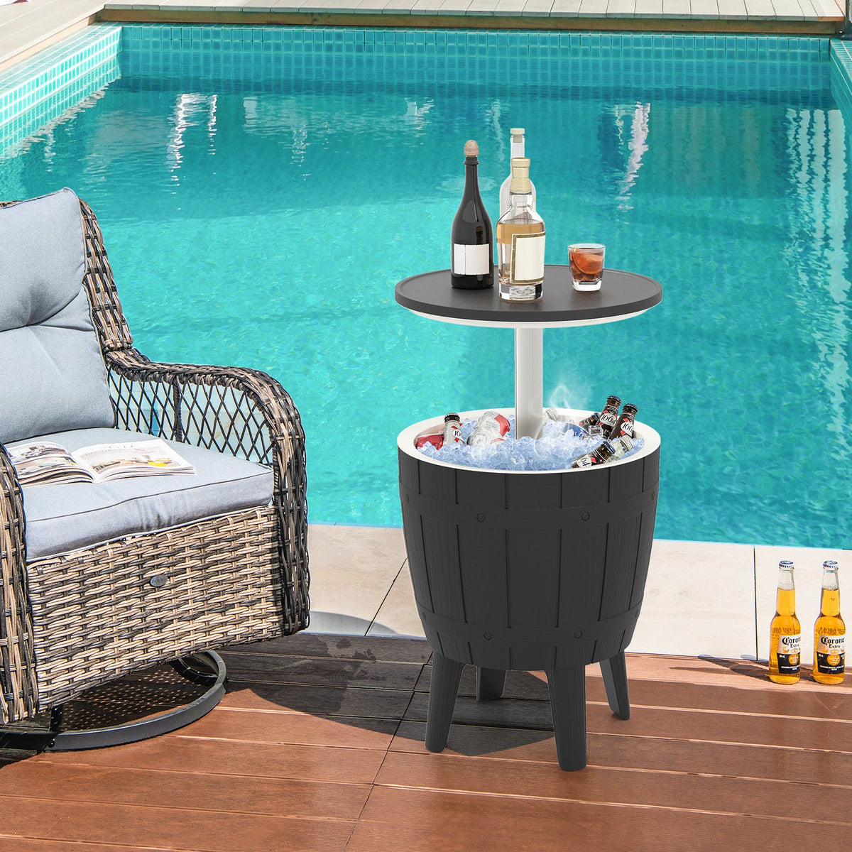 10 Gallon Cooler Bar Table Outdoor Coffee Table Ice Bucket