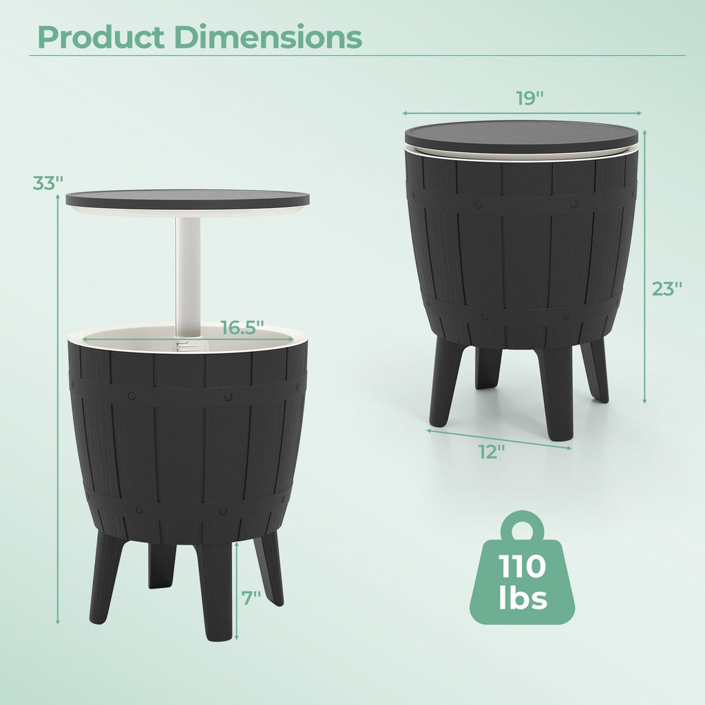 10 Gallon Cooler Bar Table Outdoor Coffee Table Ice Bucket